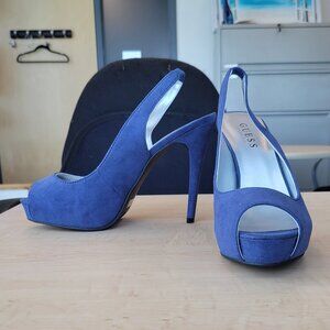 Guess Blue Suede Peeptoe Slingback